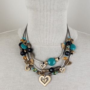 Chico's Heart Beaded Charm Necklace